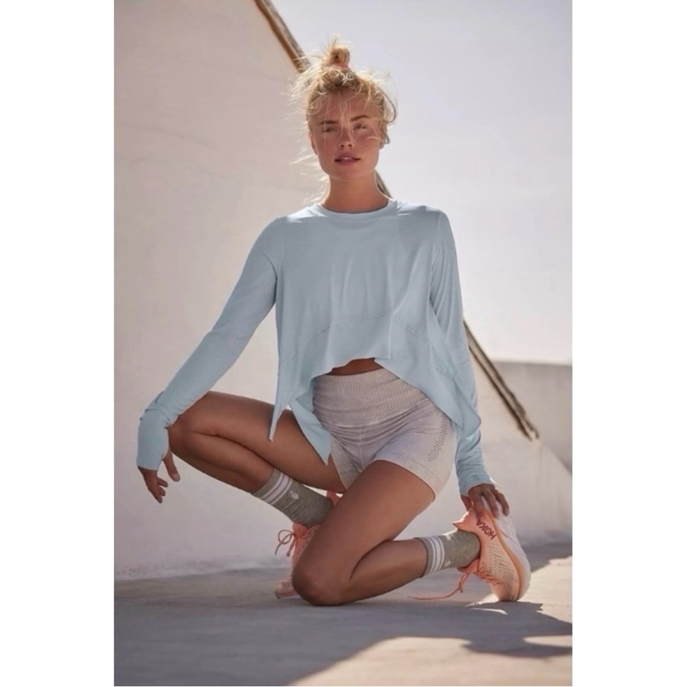 Free People Movement Tempo UV Protection Long Sleeve Tee in Teal Grey‎ Blue